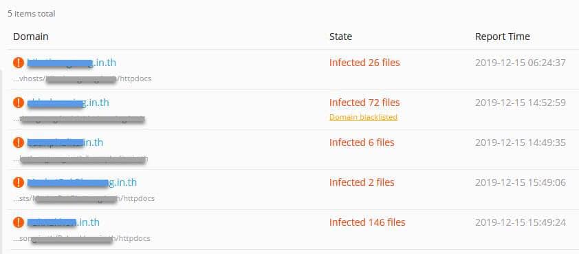 Domain infected files on web hosting.